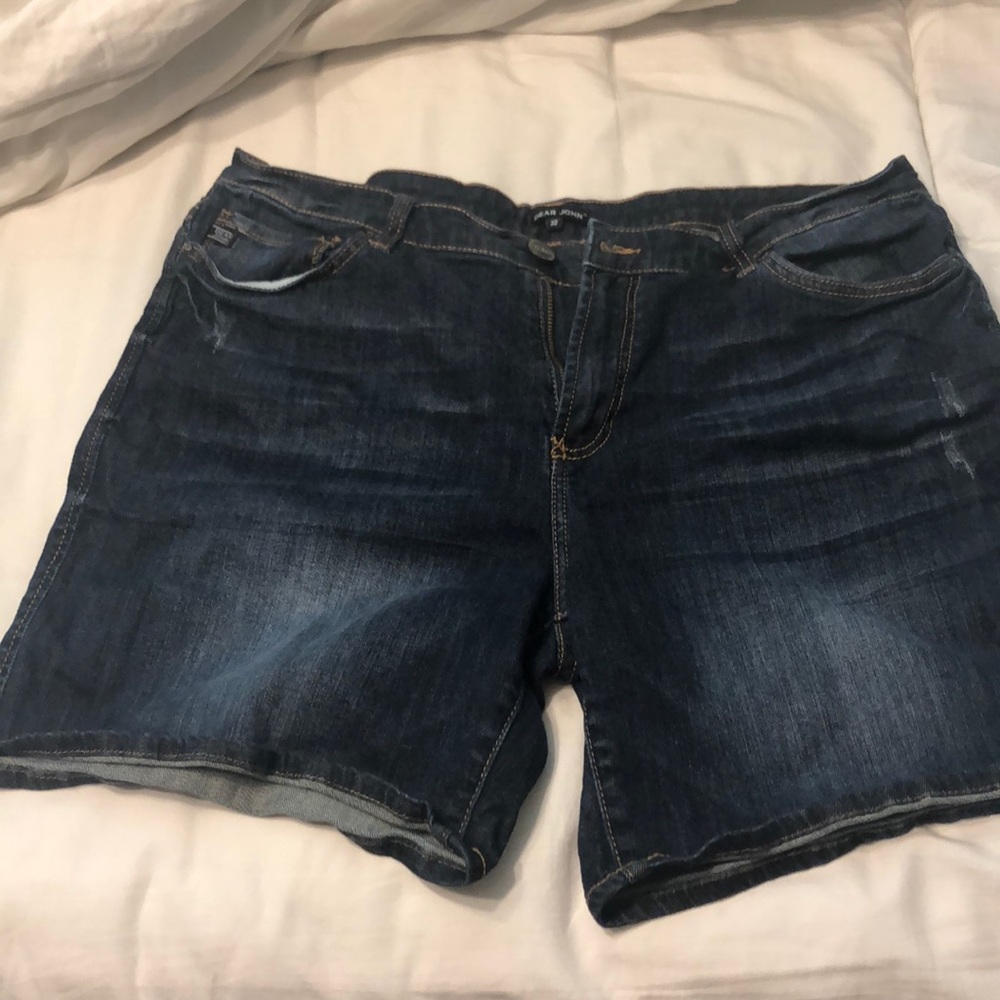 Slightly distressed Dear John Jean shorts